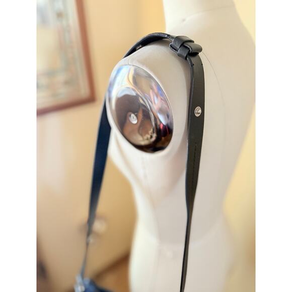 Cole Haan Metallic Blue Distressed Leather Shoulder Crossbody Bag Large Hobo - Picture 2 of 8